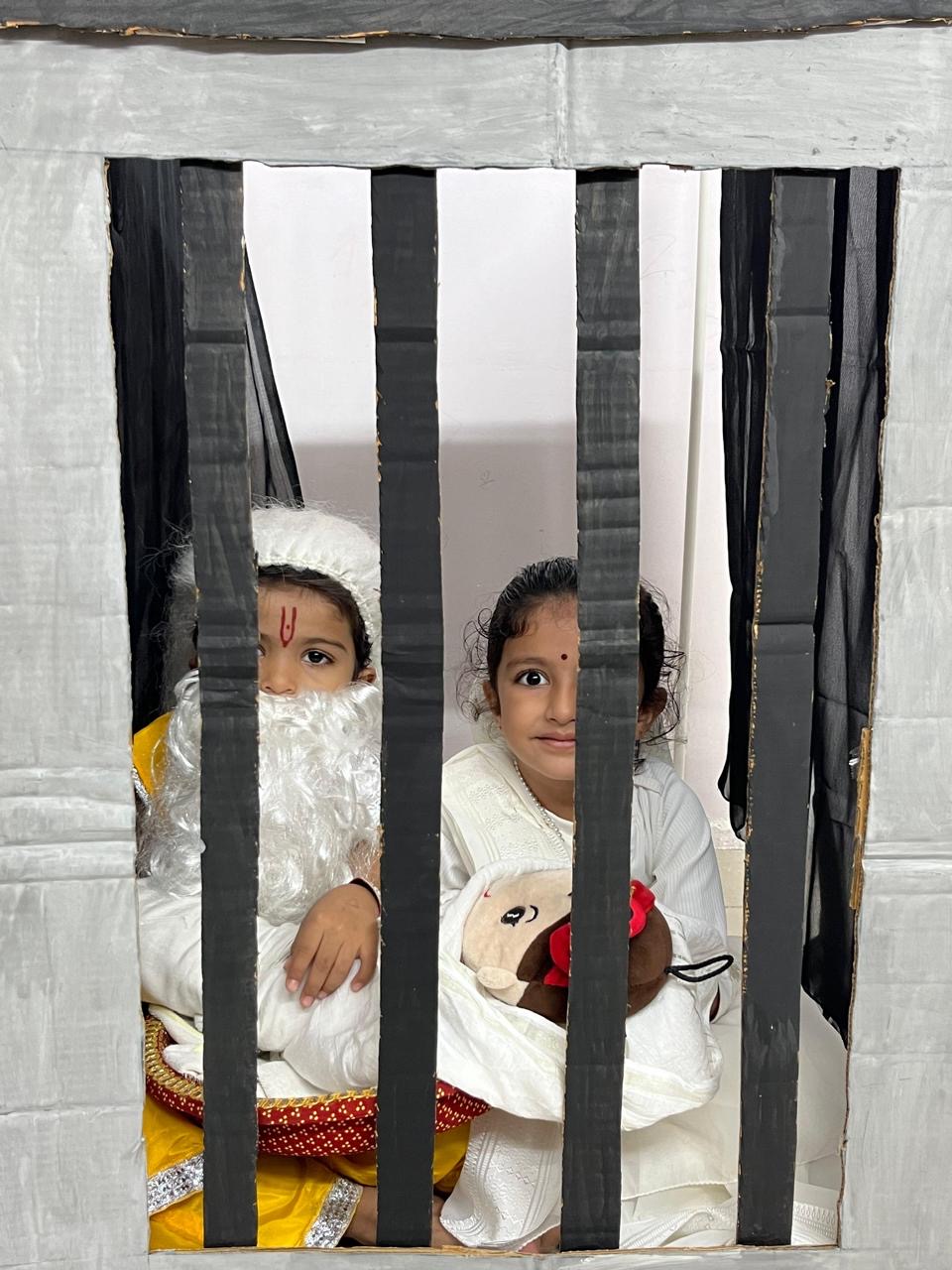 Children dressed as Krishna and Radha for the Janmashtami celebration